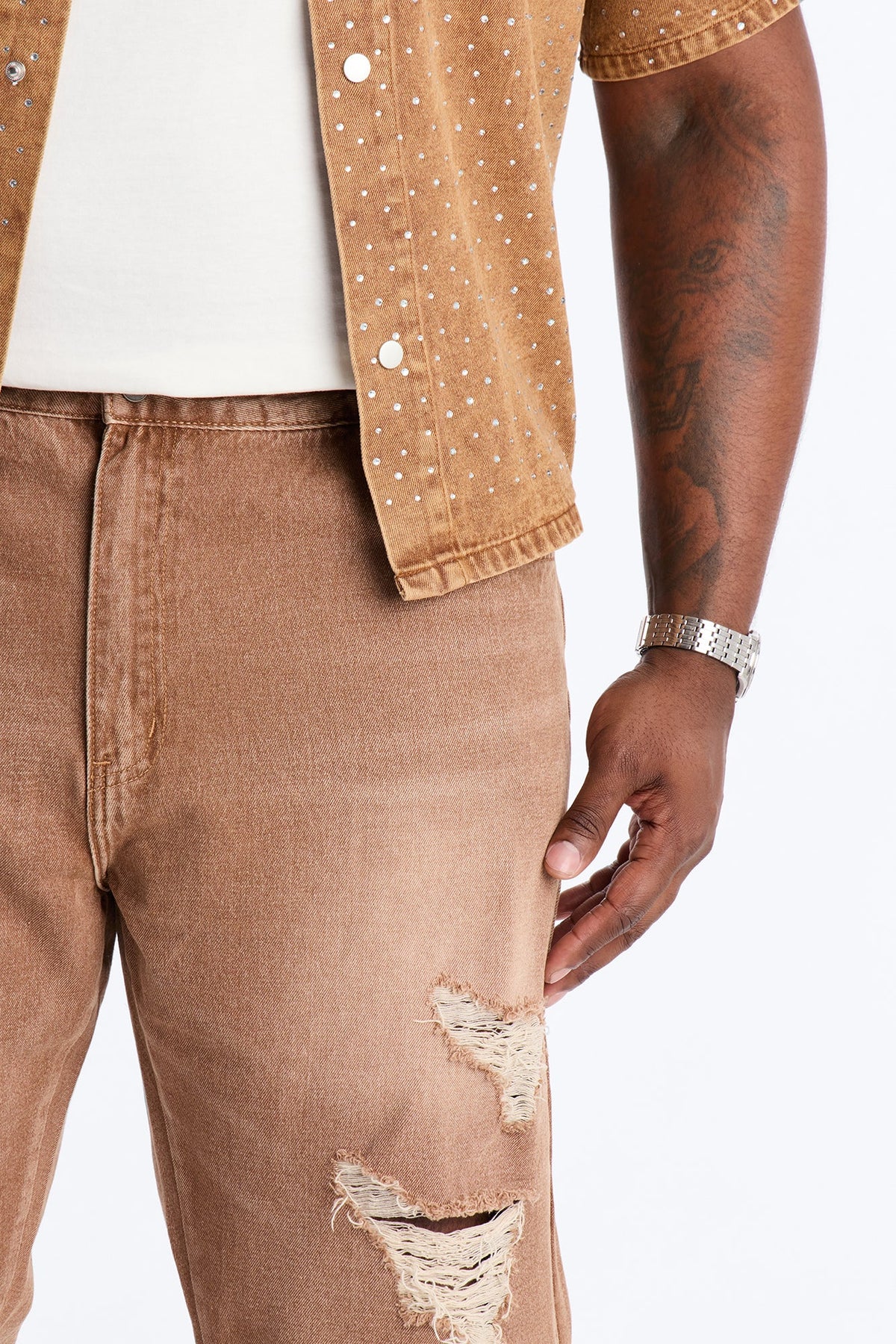 Straight Down The Street Ripped Jeans - Dark Brown