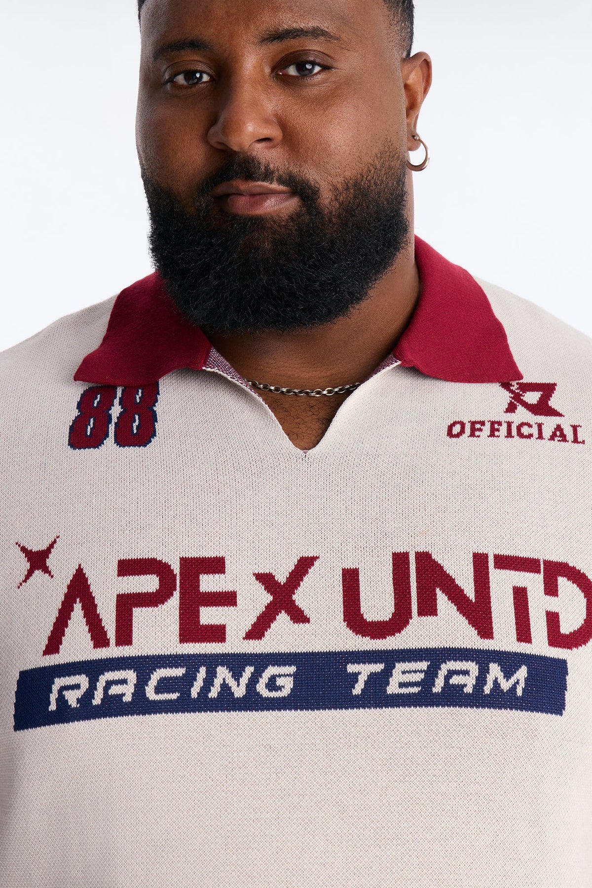 Apex United Johnny Collar Knit Top - Burgundy/combo