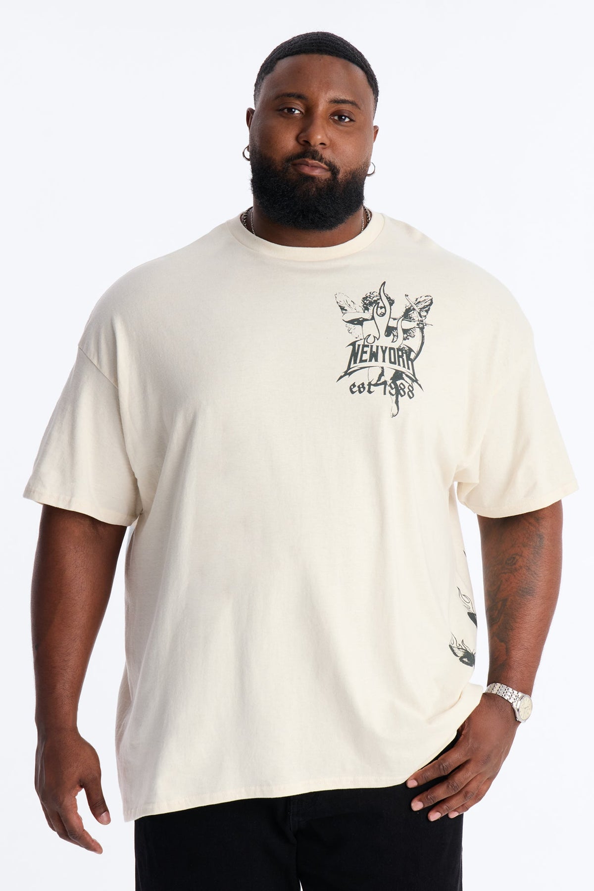 New York Saint Oversized Short Sleeve Tee - Natural