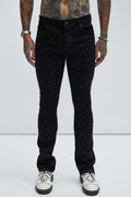I Be Jeweled Stacked Skinny Flare Jeans - Black