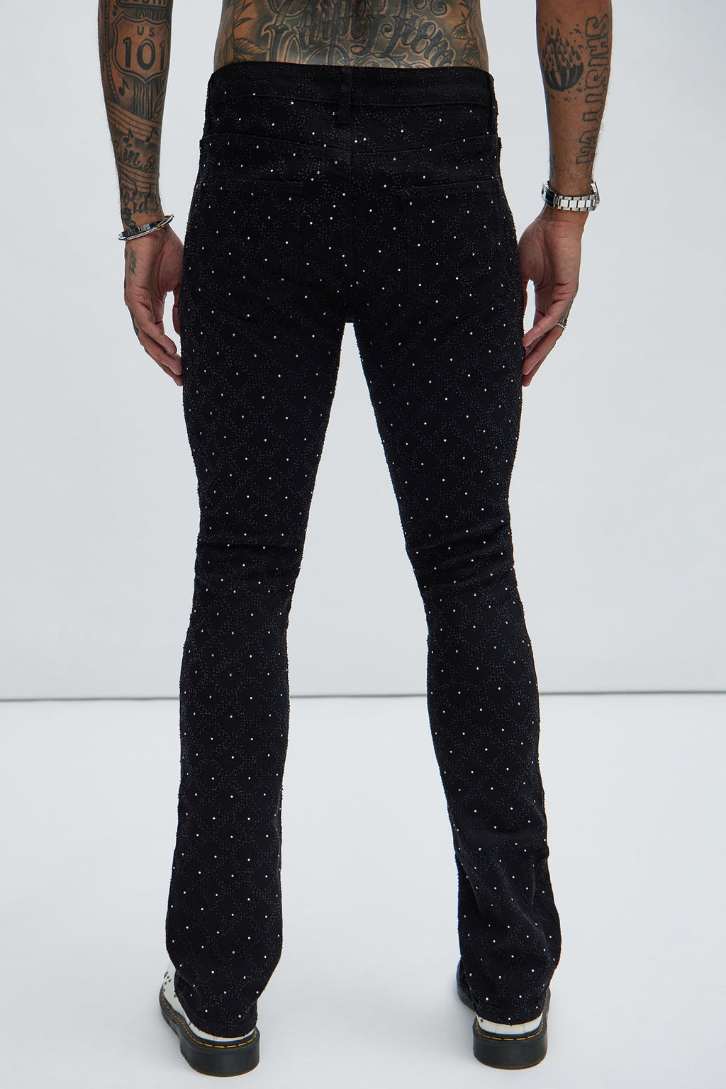 I Be Jeweled Stacked Skinny Flare Jeans - Black