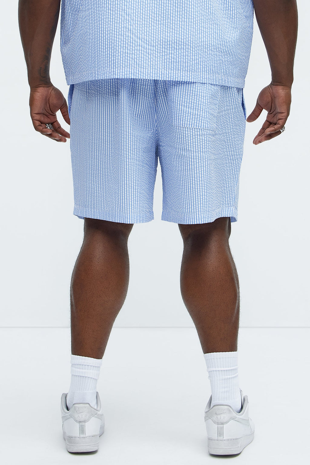 Seersucker Relaxed Shorts - Blue/combo