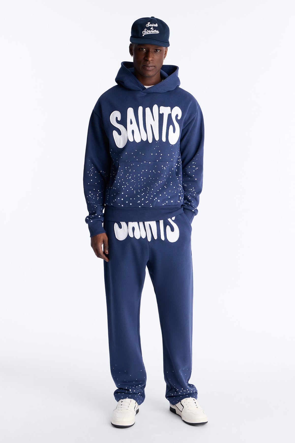 Saints Rhinestones Sweatpants - Navy