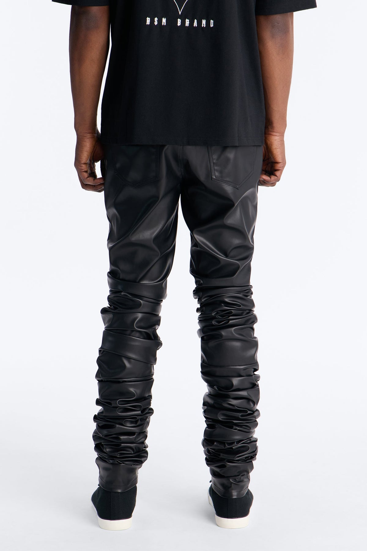 Skinny Ultra Stacked Faux Leather Pant - Black