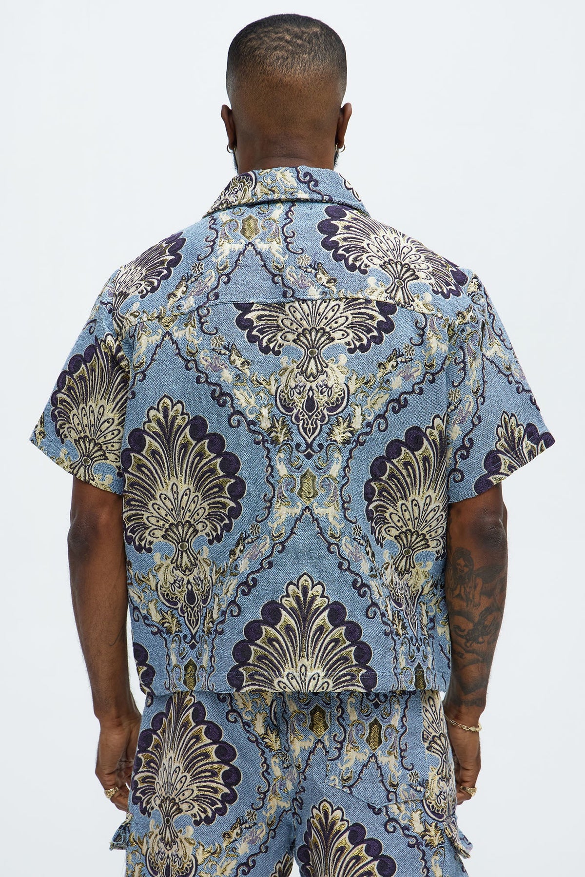 Highland Tapestry Short Sleeve Button Up Shirt - Blue/combo