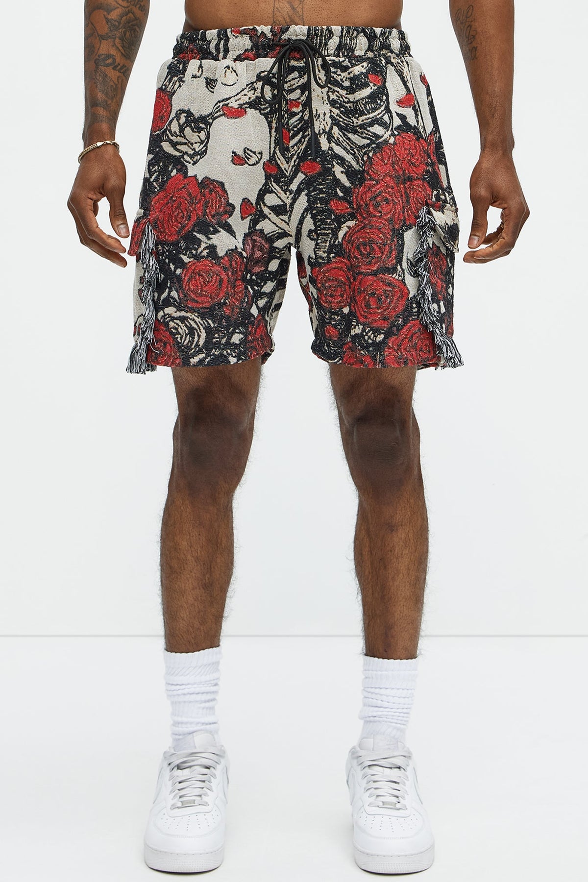 Petals Tapestry Shorts - Red/combo