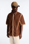 Iron Dust Denim Zip Up Shirt - Brown