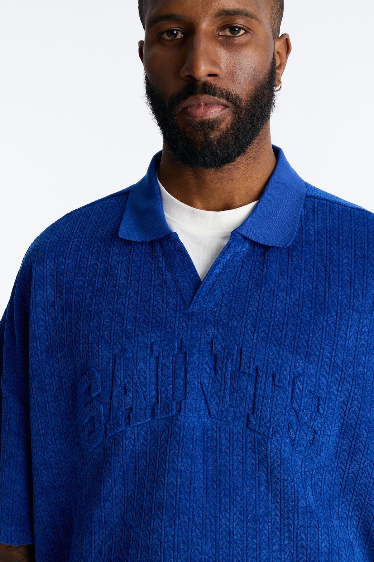 Boxy Cropped Lexington Saints Johnny Collar Polo - Blue