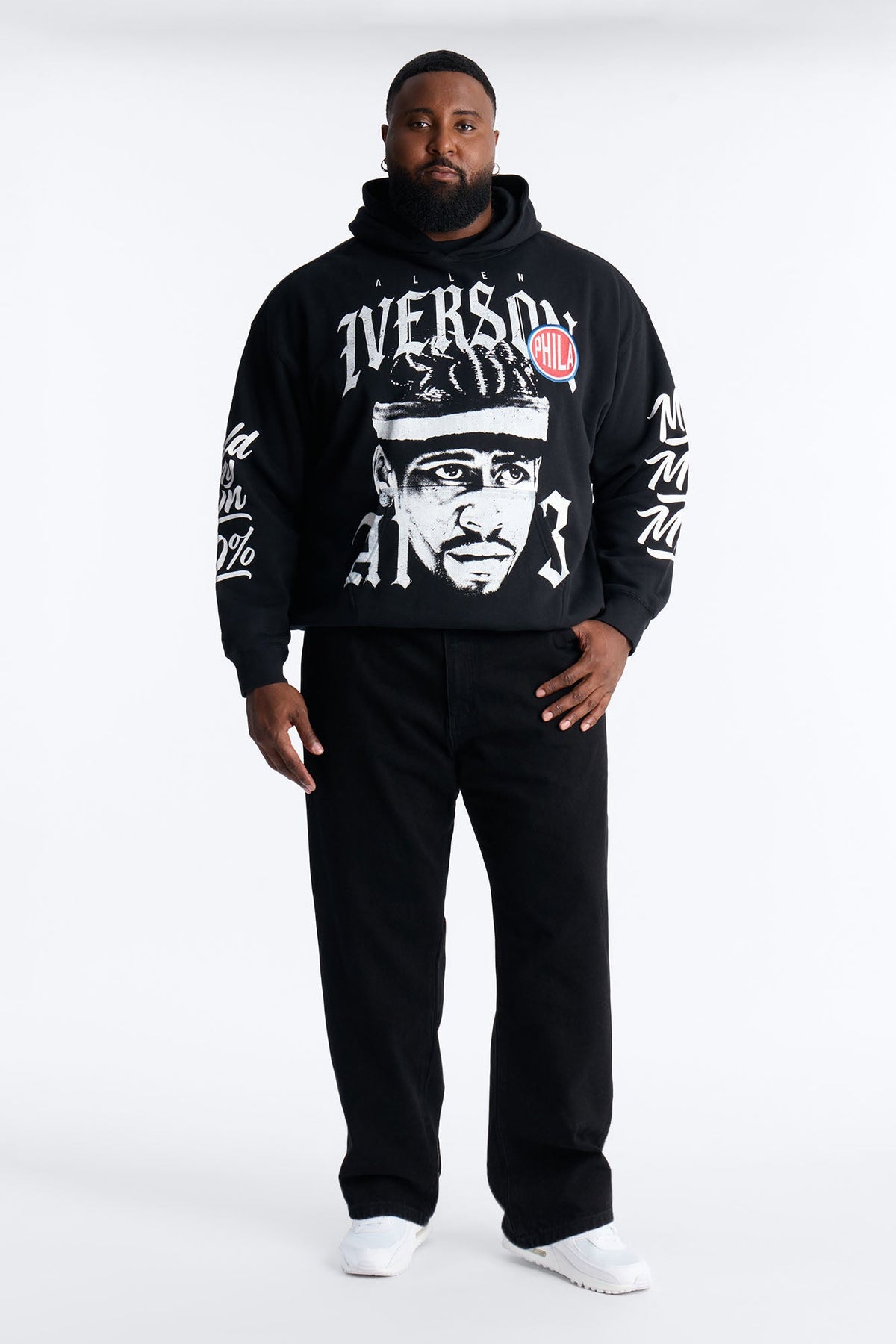 Allen Iverson MVP Embroidery Patch Oversized Hoodie - Black