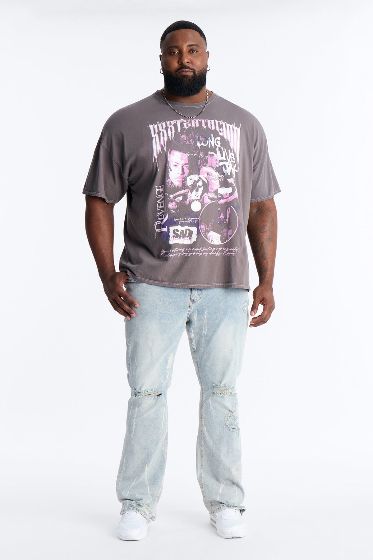 XXXTENTACION LONG LIVE JAH Vintage Short Sleeve Tee - Charcoal