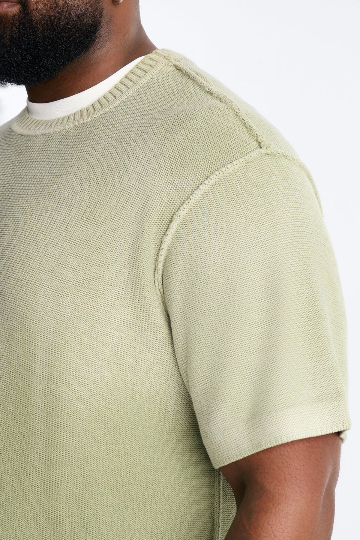 Slouch Ombre Crew Sweater Tee - Olive