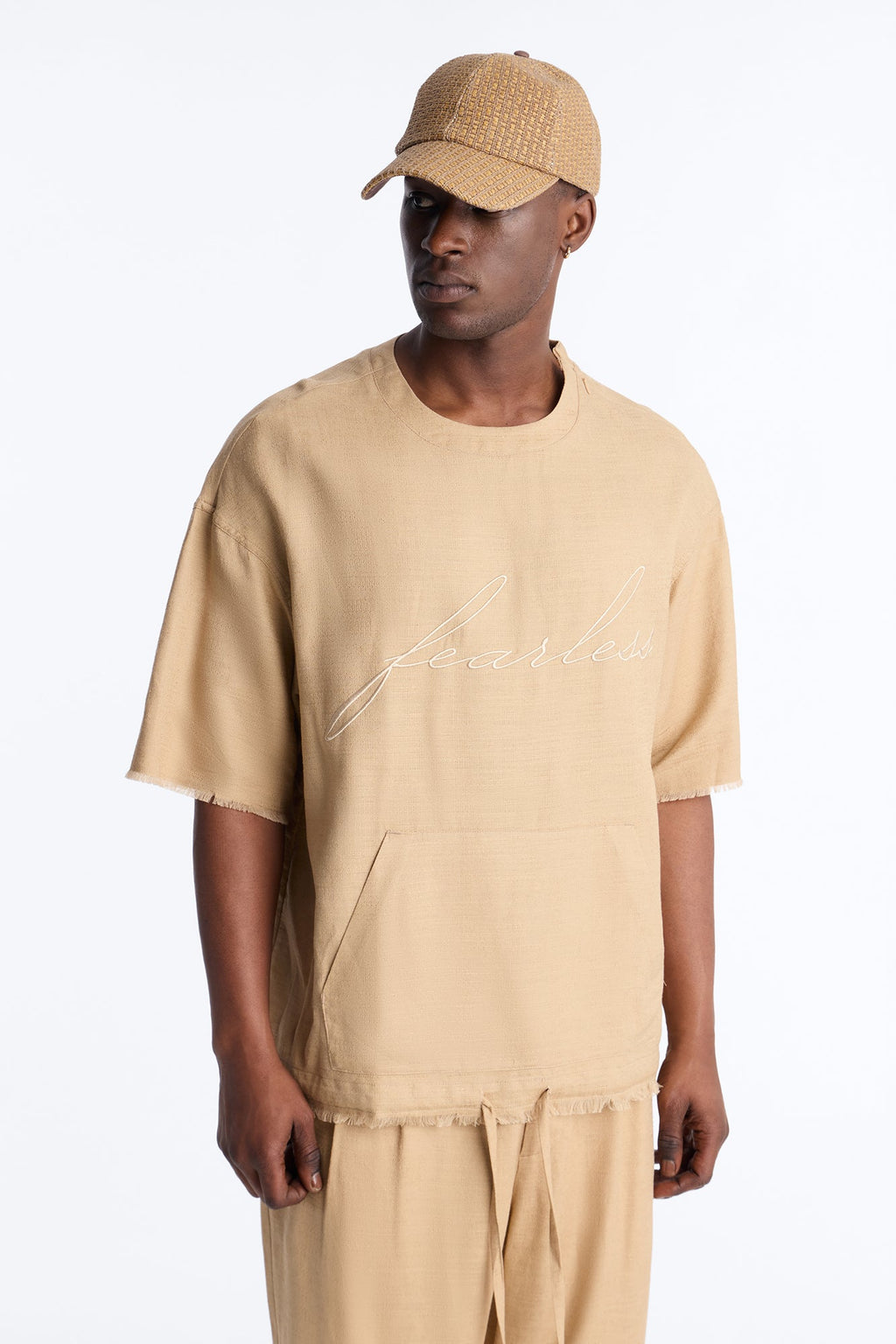 Boxy Tropic Fearless Frayed Shirt - Tan
