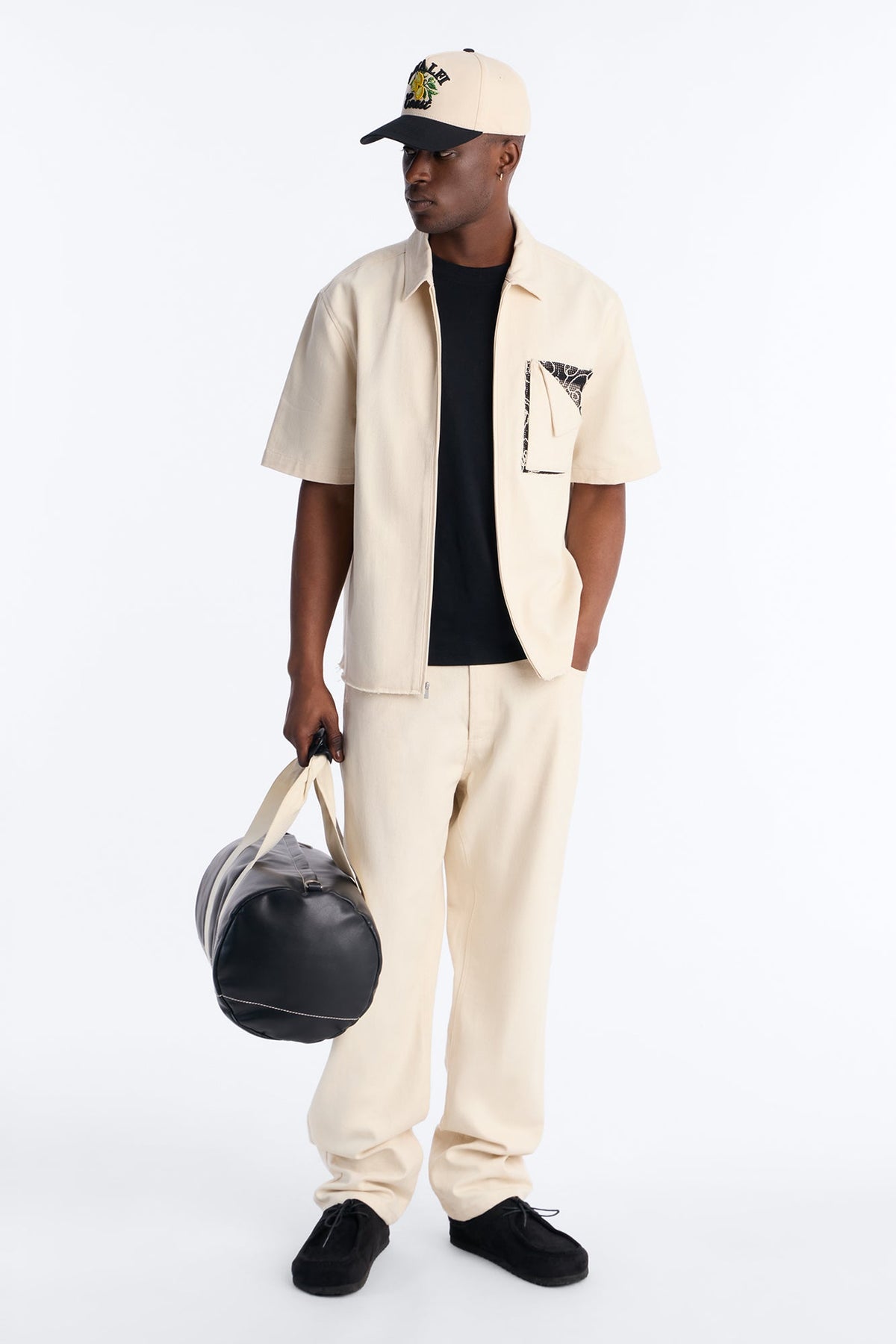 Textured Paradise Thread Zip Shirt - Cream