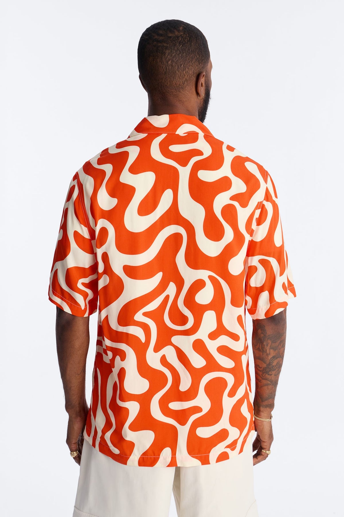 Bold Metric Cuban Shirt - Orange