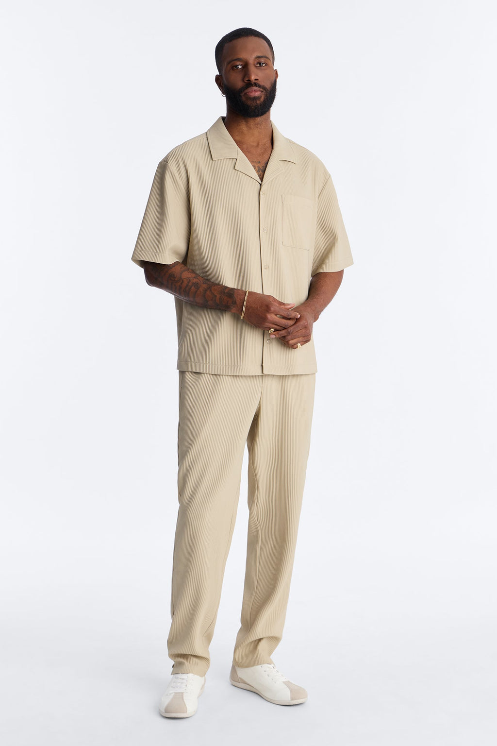 Show Up Short Sleeve Cuban Shirt - Stone