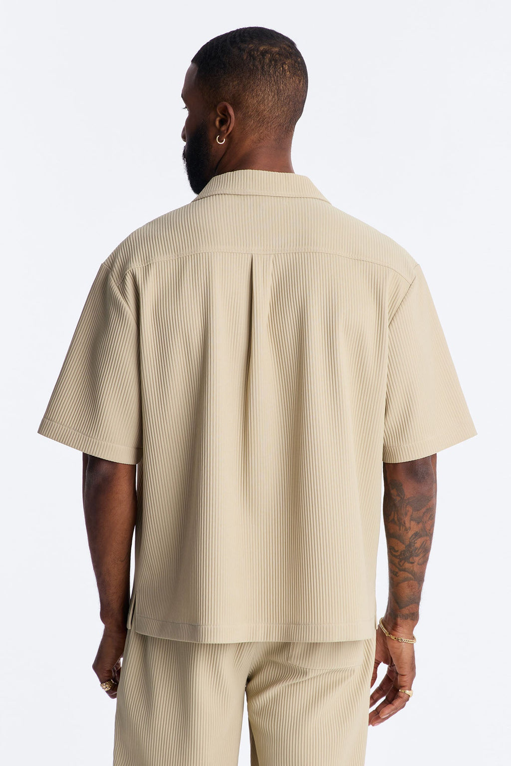 Show Up Short Sleeve Cuban Shirt - Stone