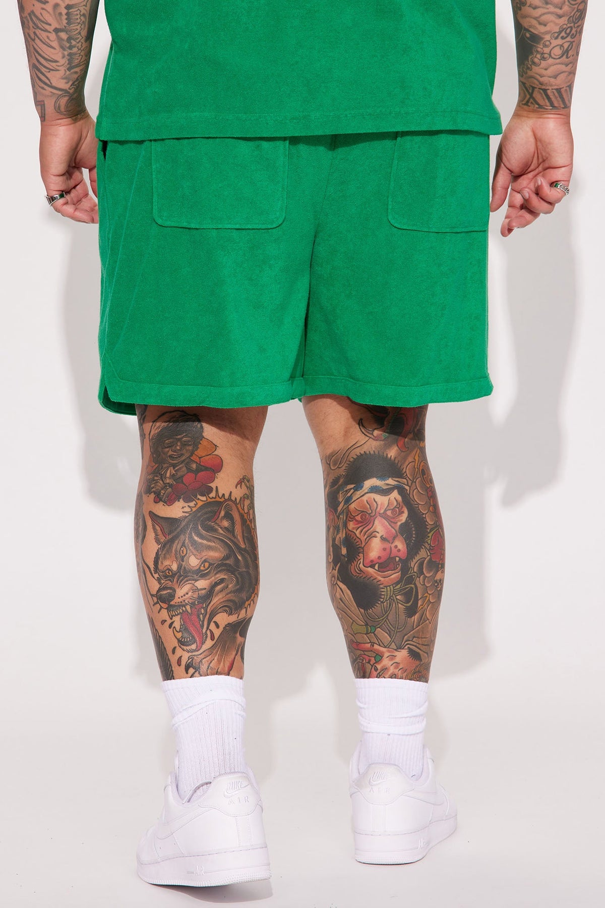 Dipped Terry Knit Shorts - Green