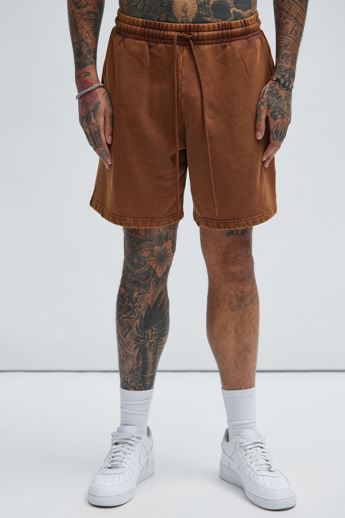 Tyson Heavy Wash Relaxed Shorts - Dark Brown