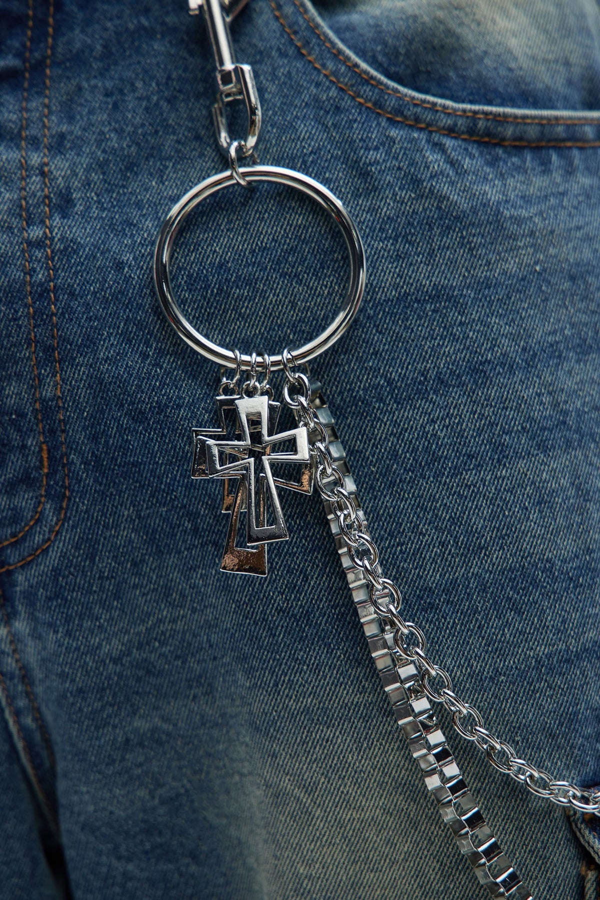 Cross You Off Layered Pant Chain - Silver