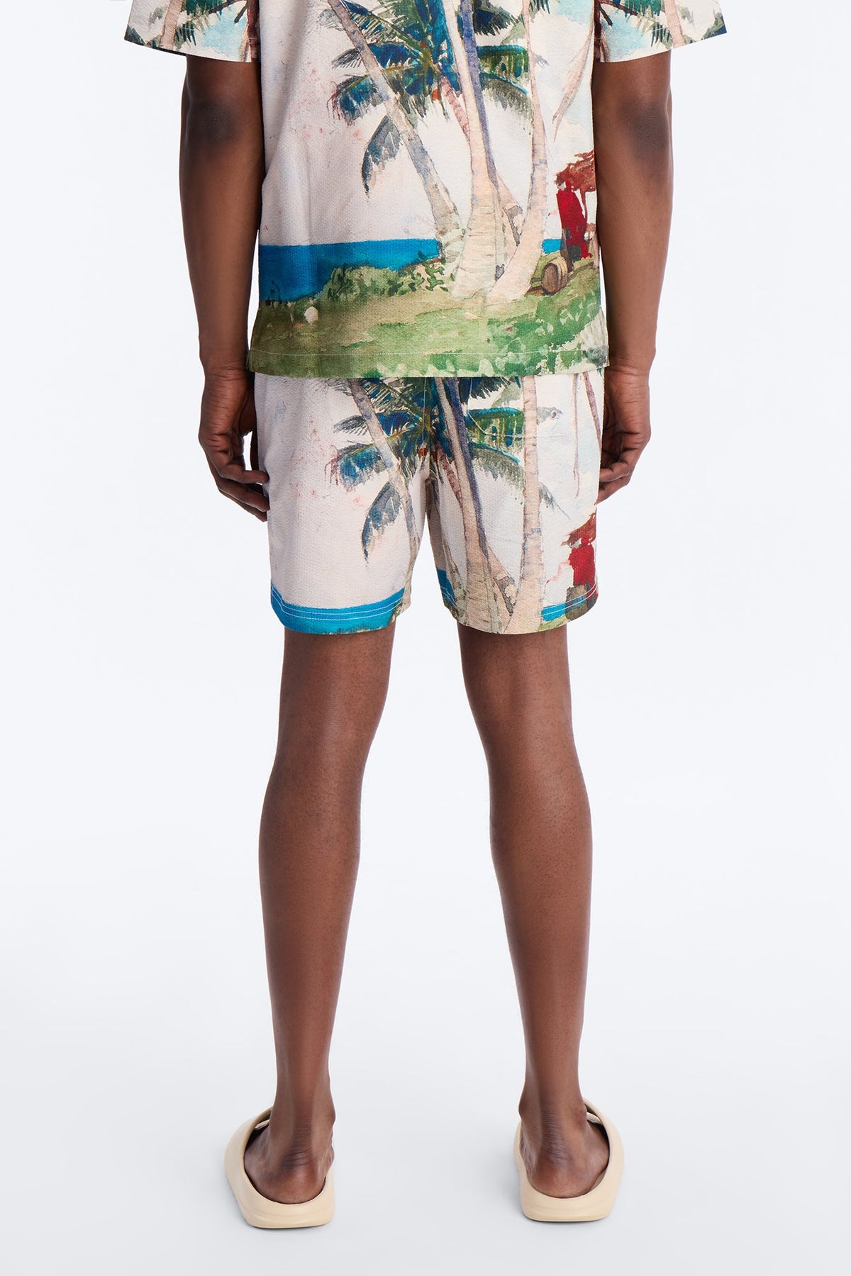 Tropical Get Away Printed Seersucker Swim Trunk 6″ - Multi Color
