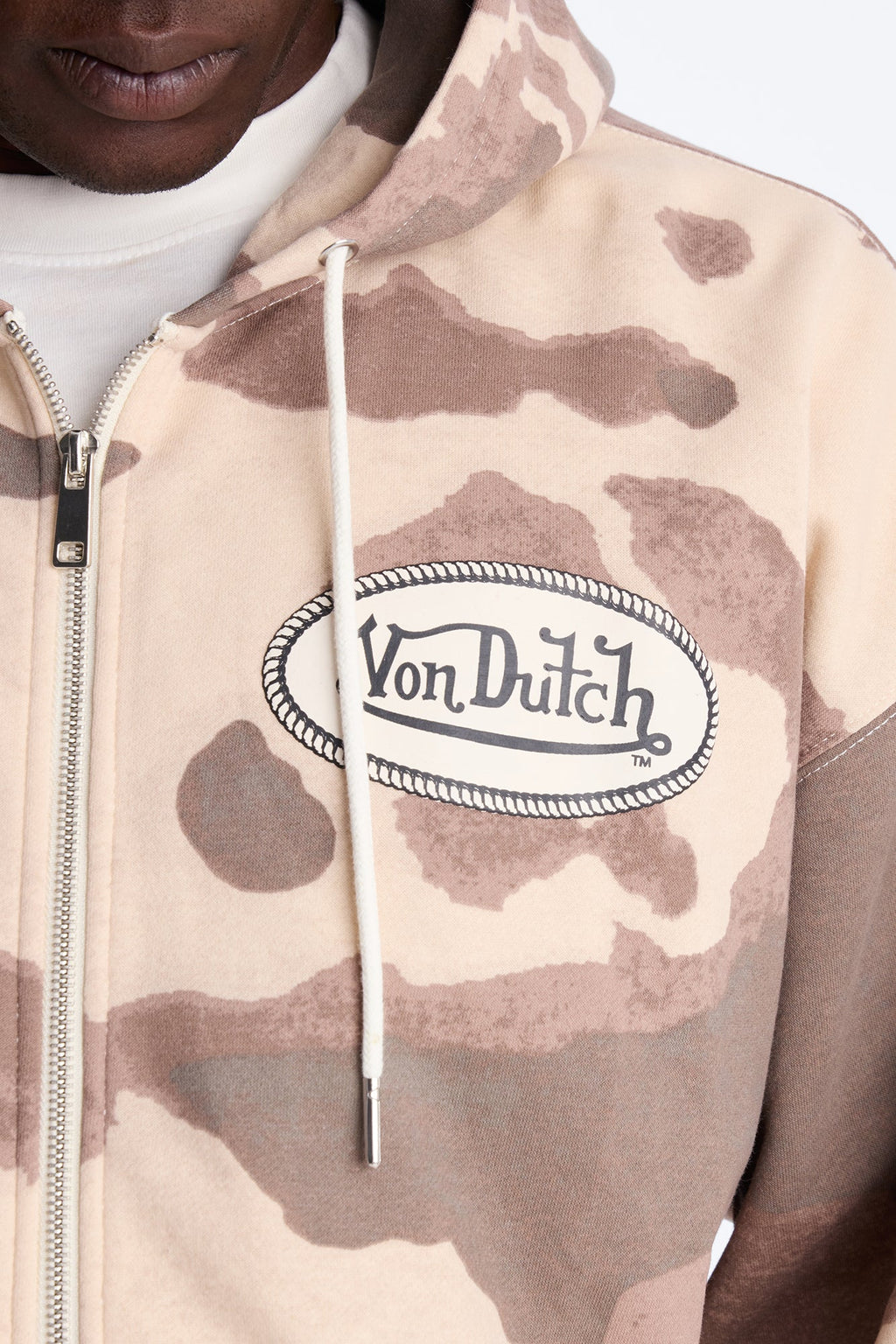Von Dutch Western Cow Hide Zip Up Hoodie - Brown
