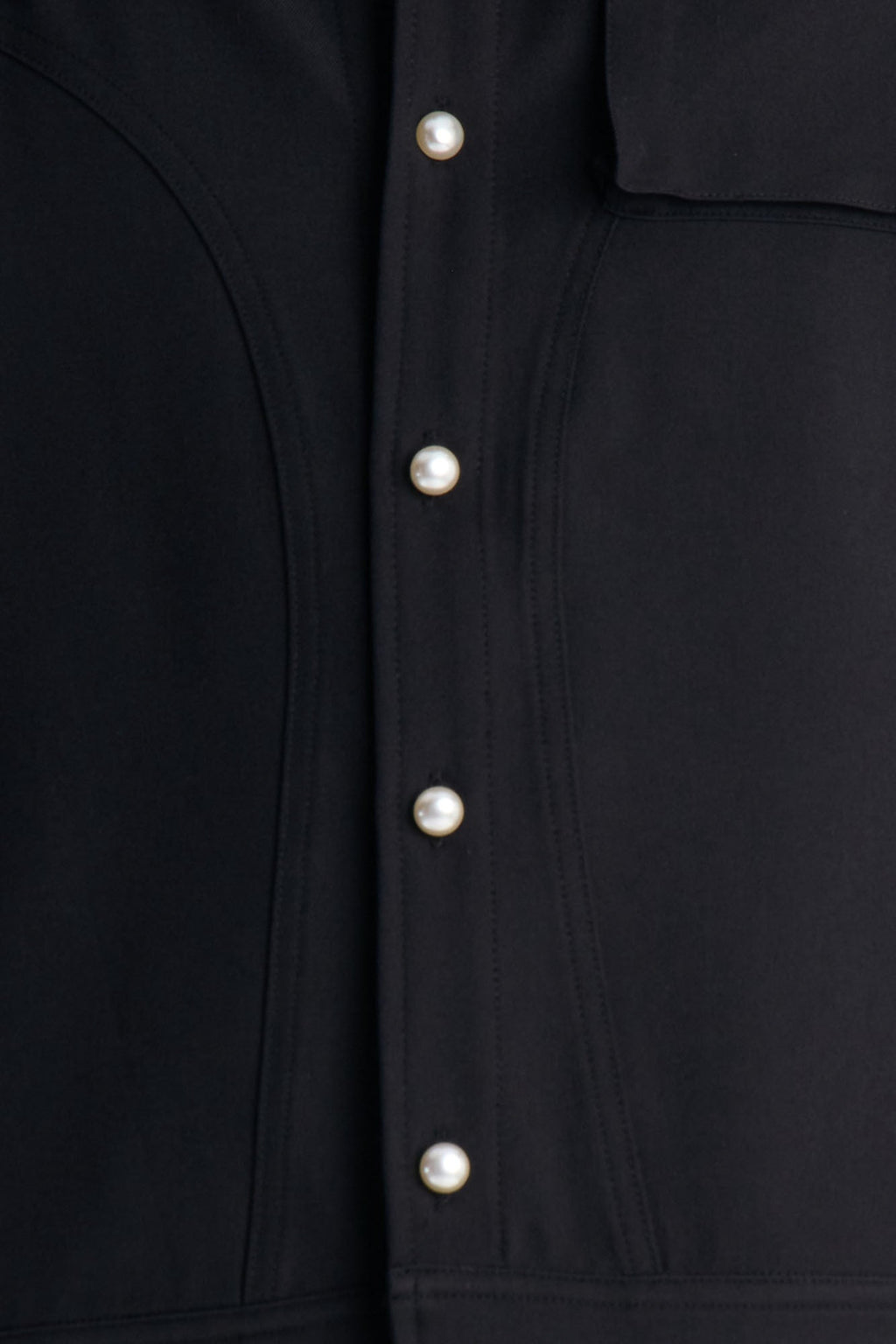 Pearl Paneled Utility Button Up Shirt - Black