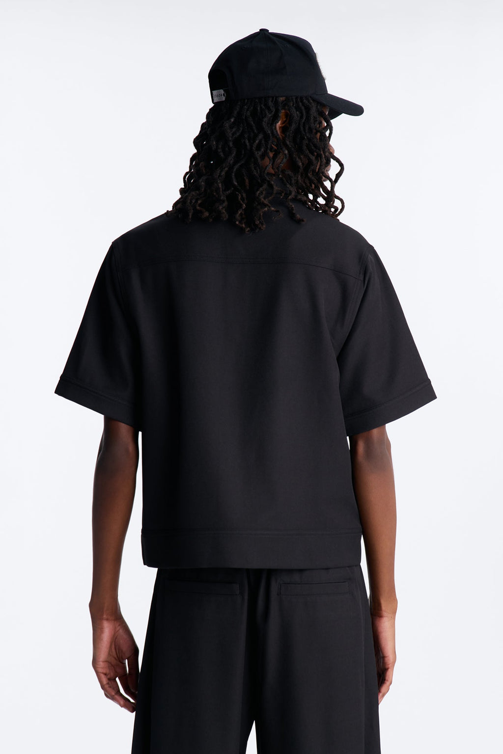Pearl Paneled Utility Button Up Shirt - Black