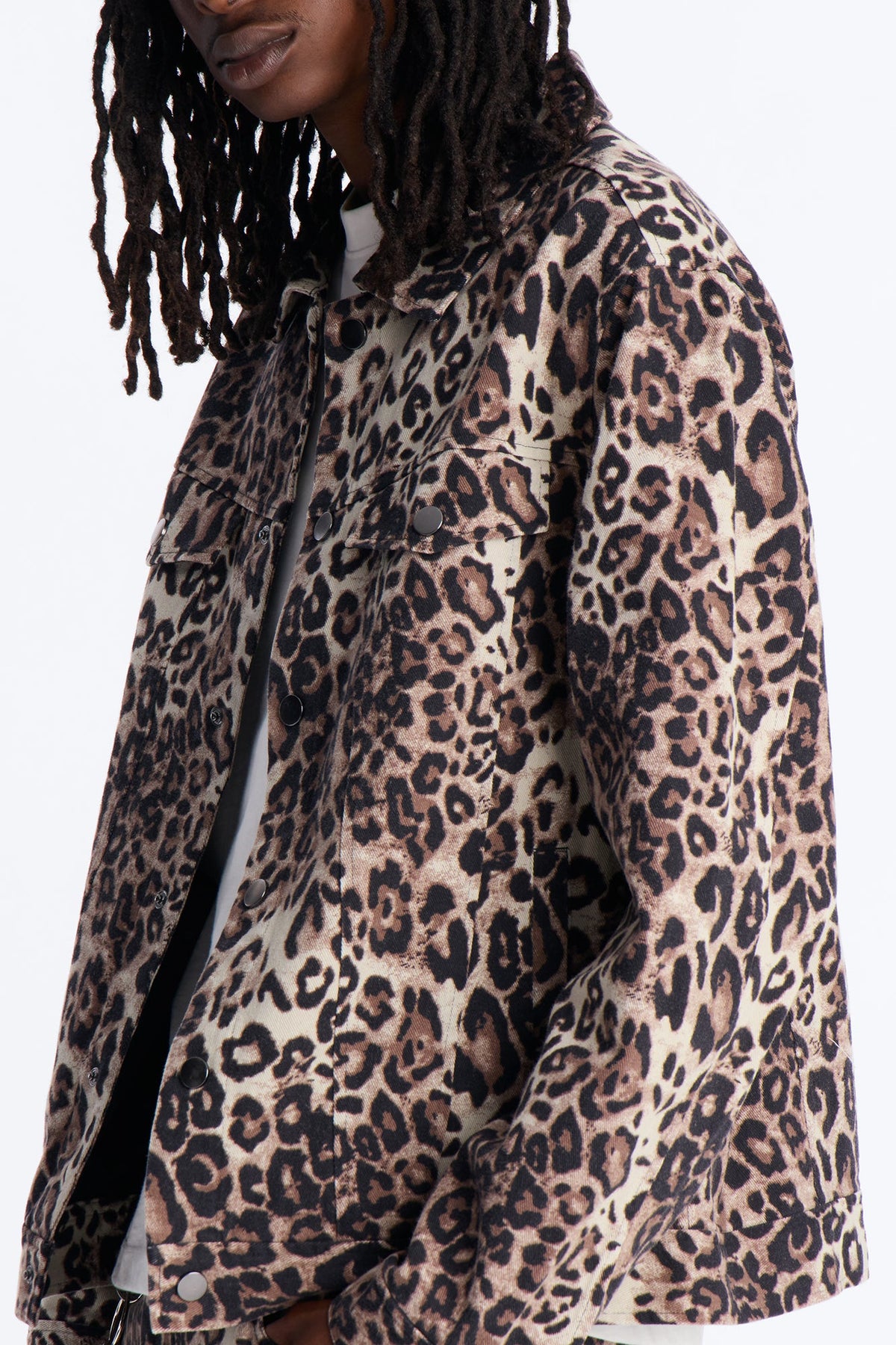 Marcy Wild Leopard Print Trucker Jacket - Brown