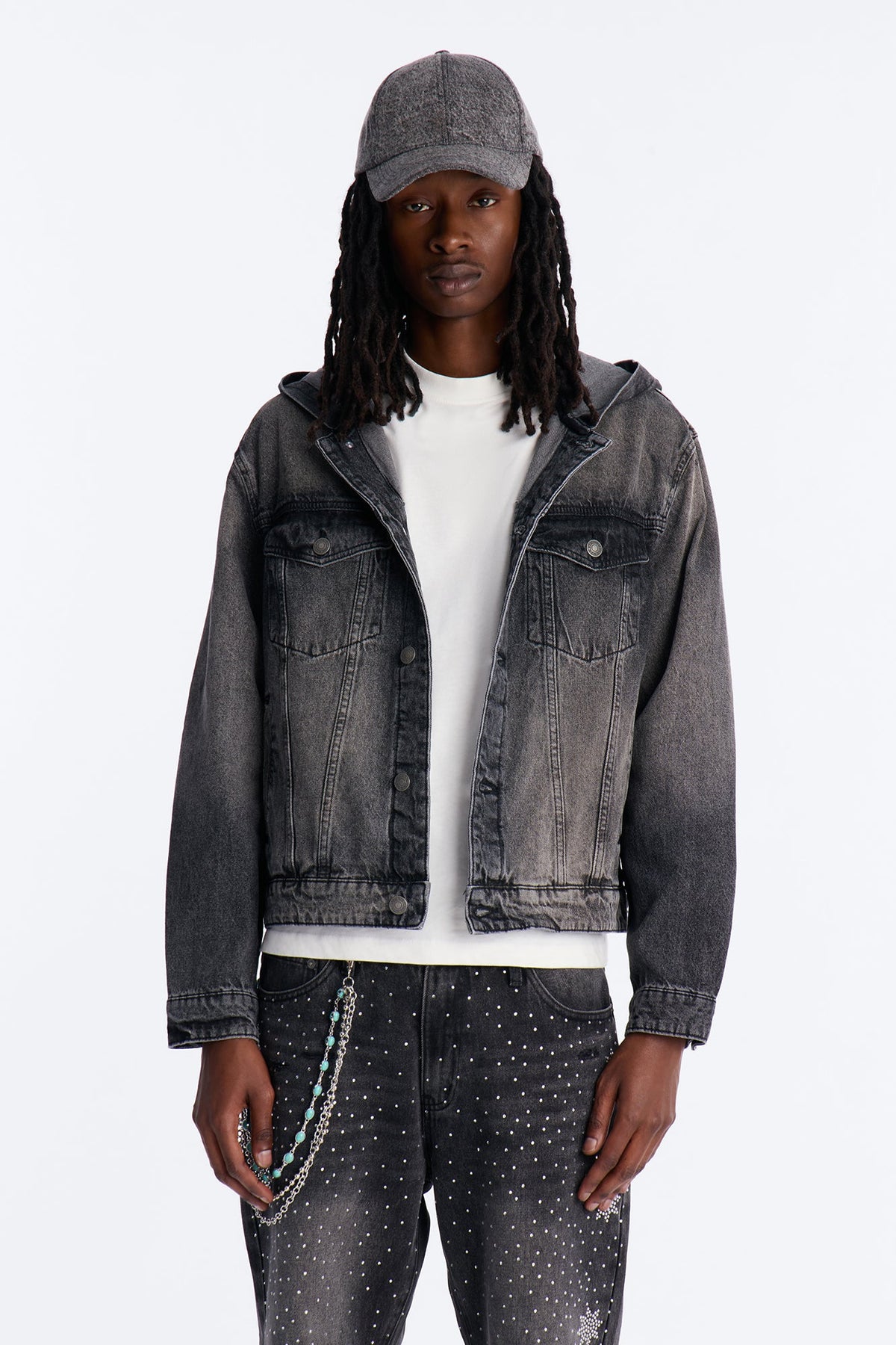 Shrunken Off Duty Denim Trucker Jacket - Black Wash