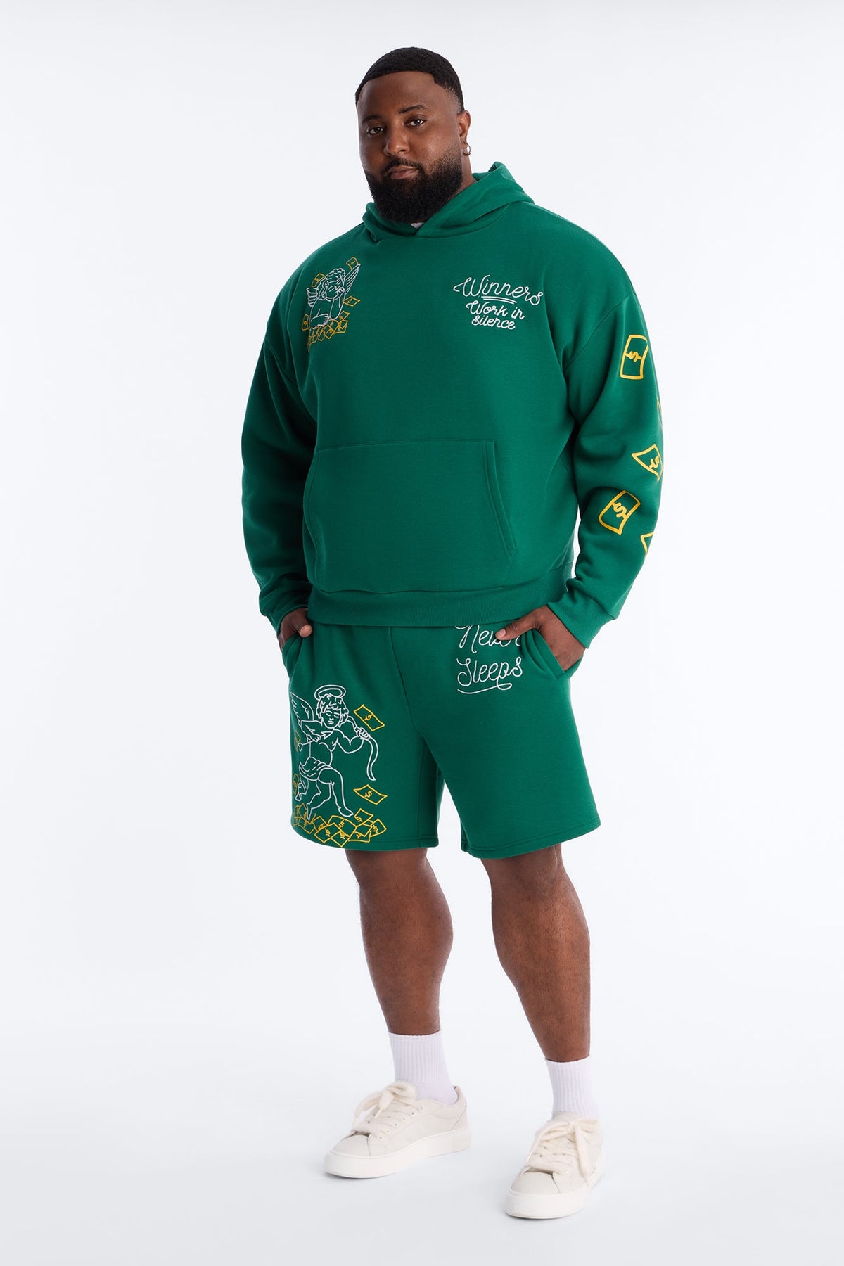Paper Chaser Chain Stitch Oversized Hoodie - Green