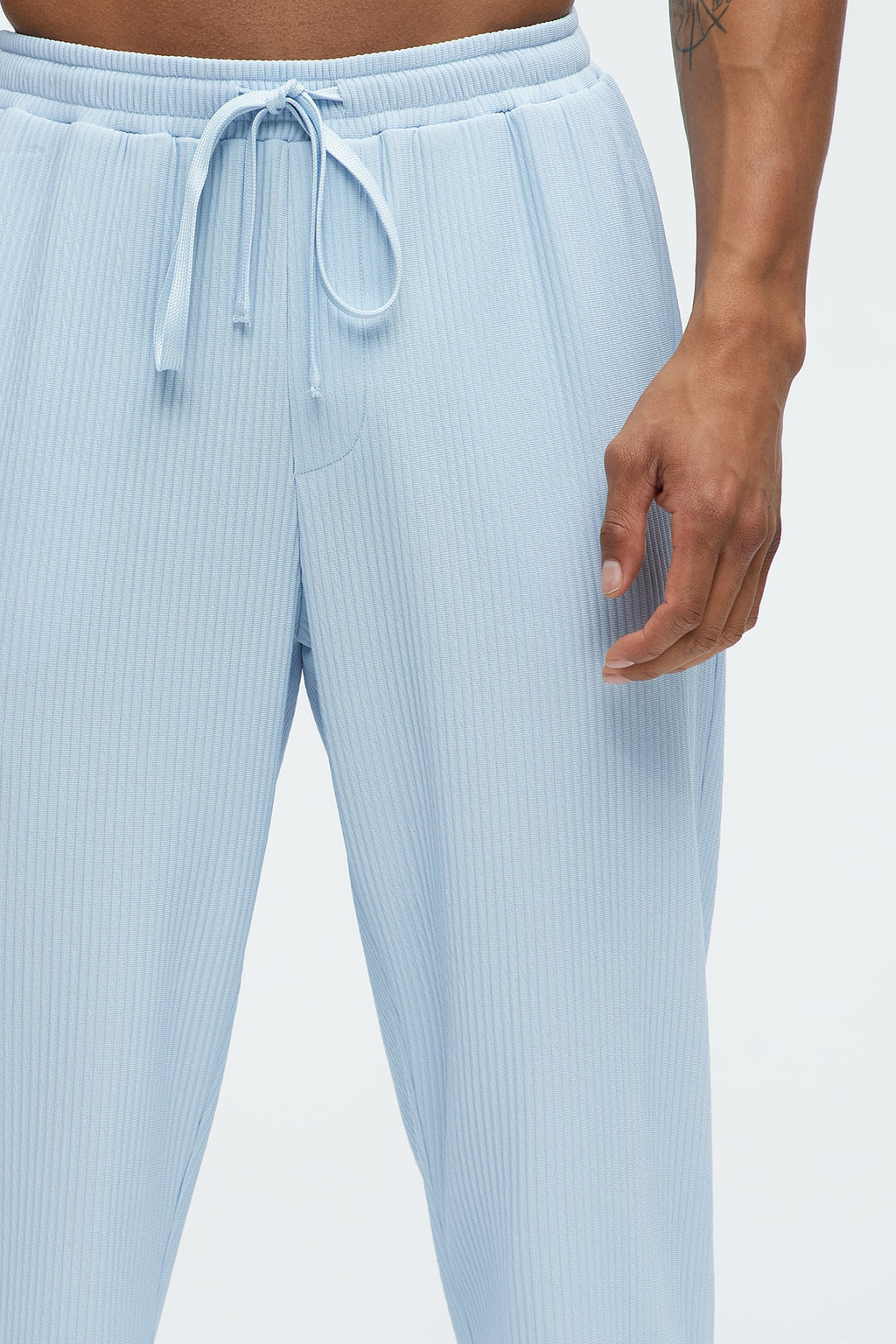 Show Up Slim Slit Pants - Light Blue
