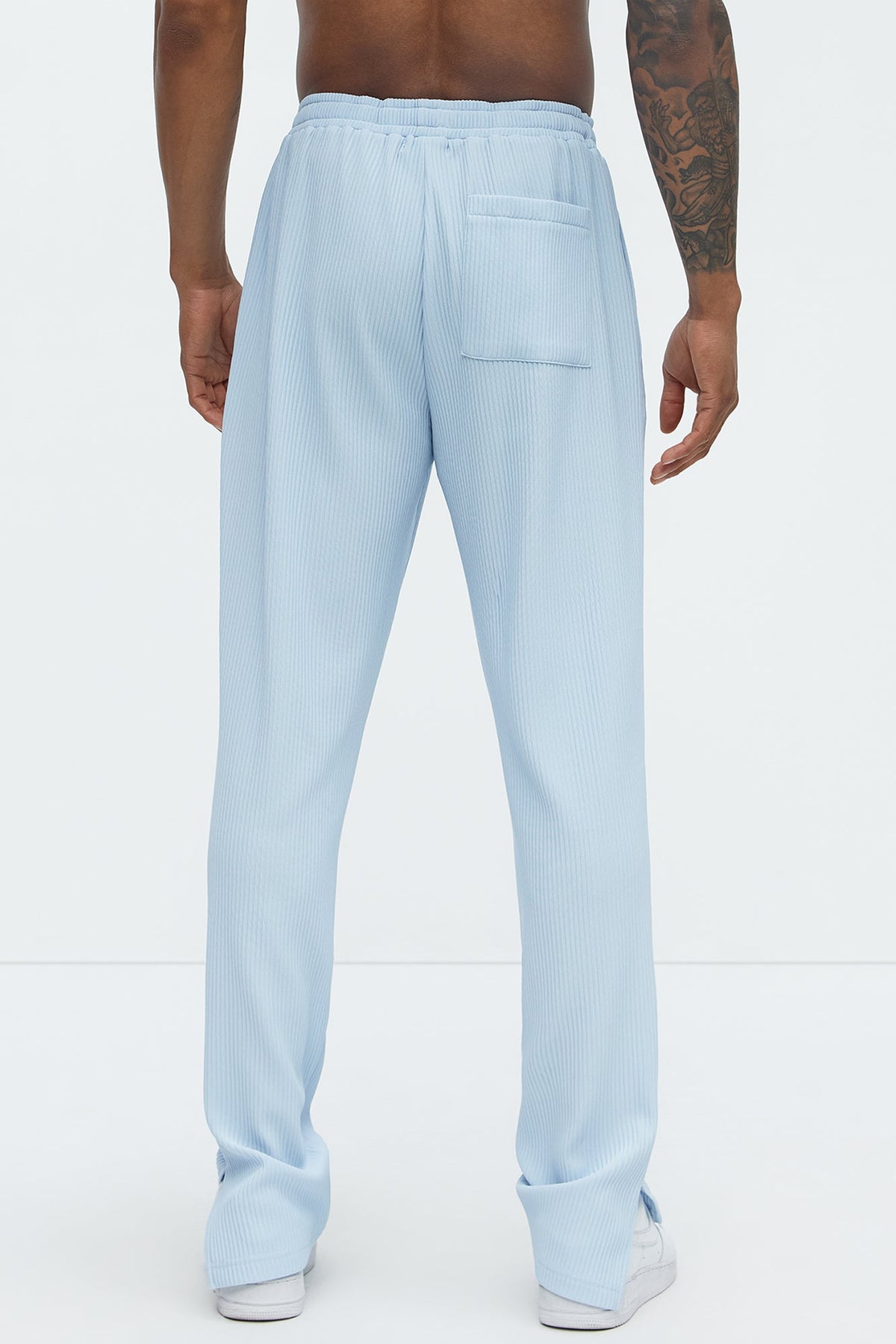 Show Up Slim Slit Pants - Light Blue