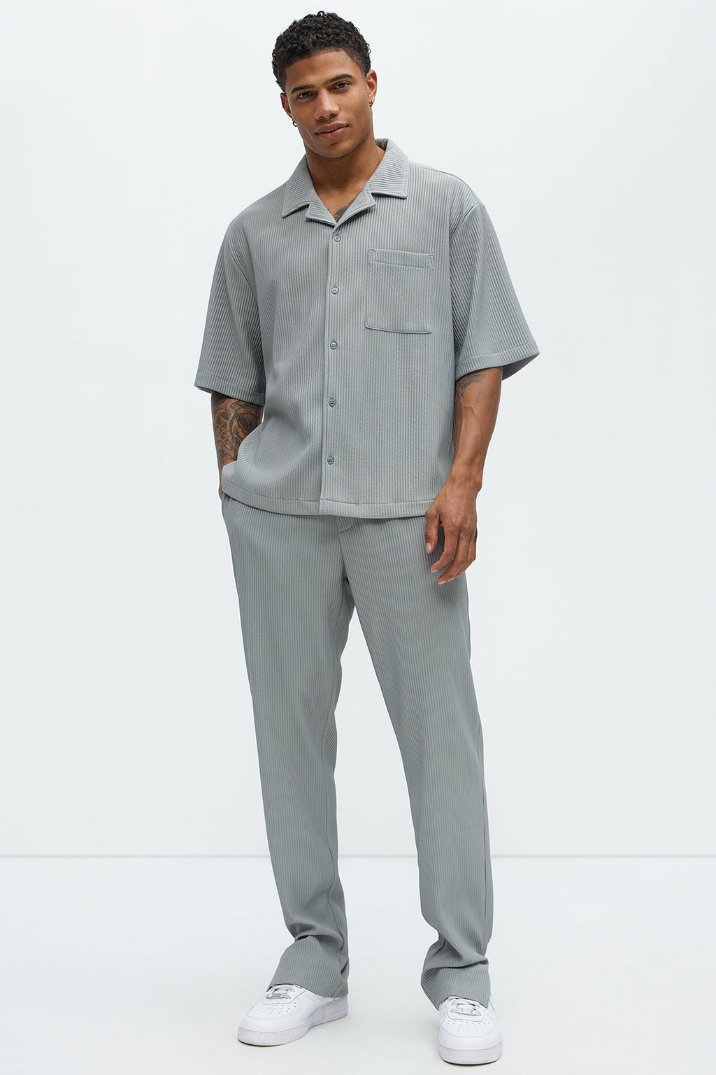 Show Up Slim Slit Pants - Grey