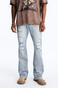 Stacked Skinny Flare Rouge Ripped Jeans - Light Wash