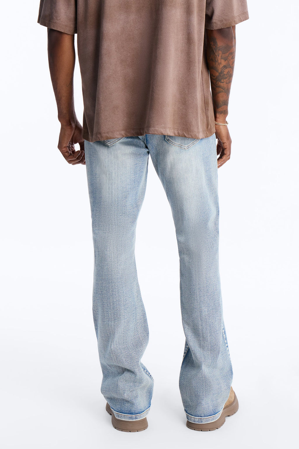 Stacked Skinny Flare Rouge Ripped Jeans - Light Wash