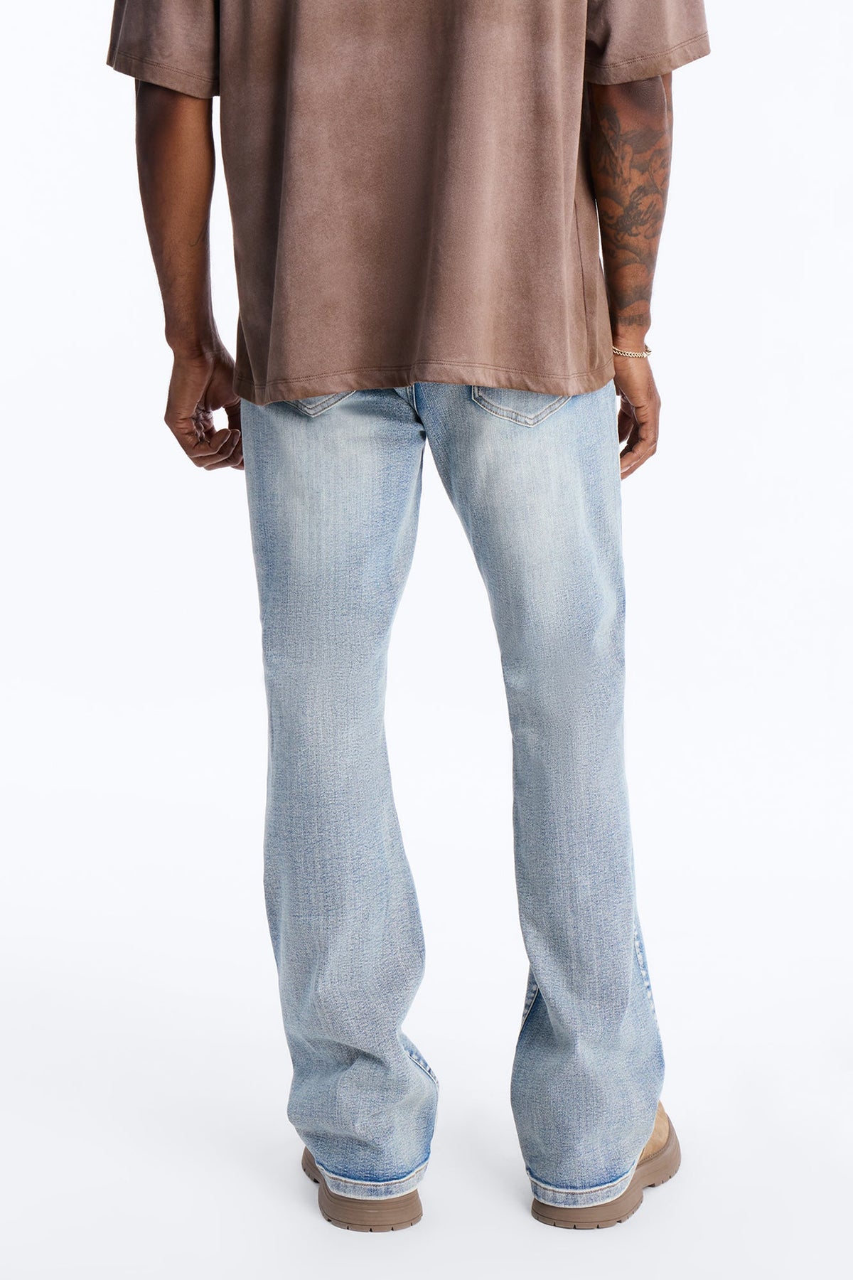 Stacked Skinny Flare Rouge Ripped Jeans - Light Wash