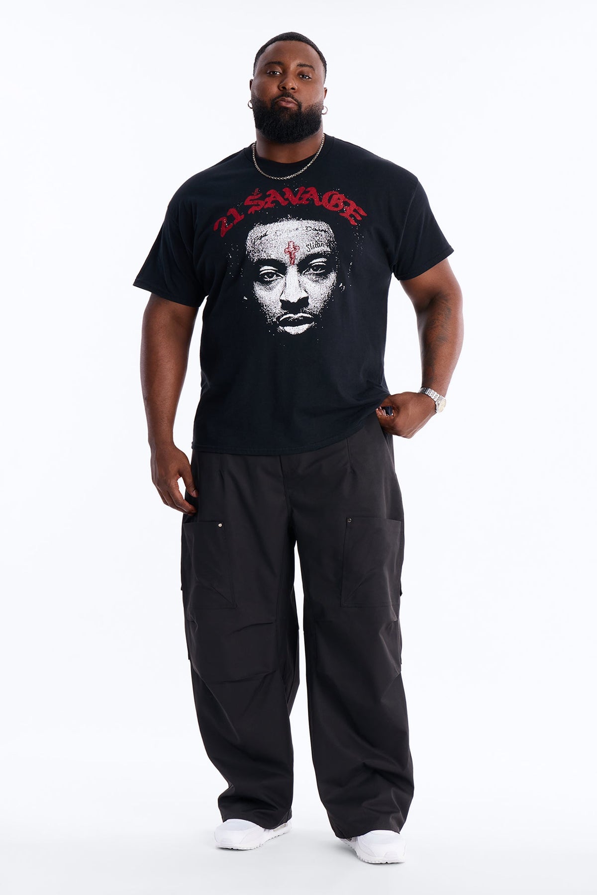 21 Savage Distressed Short Sleeve Tee - Black