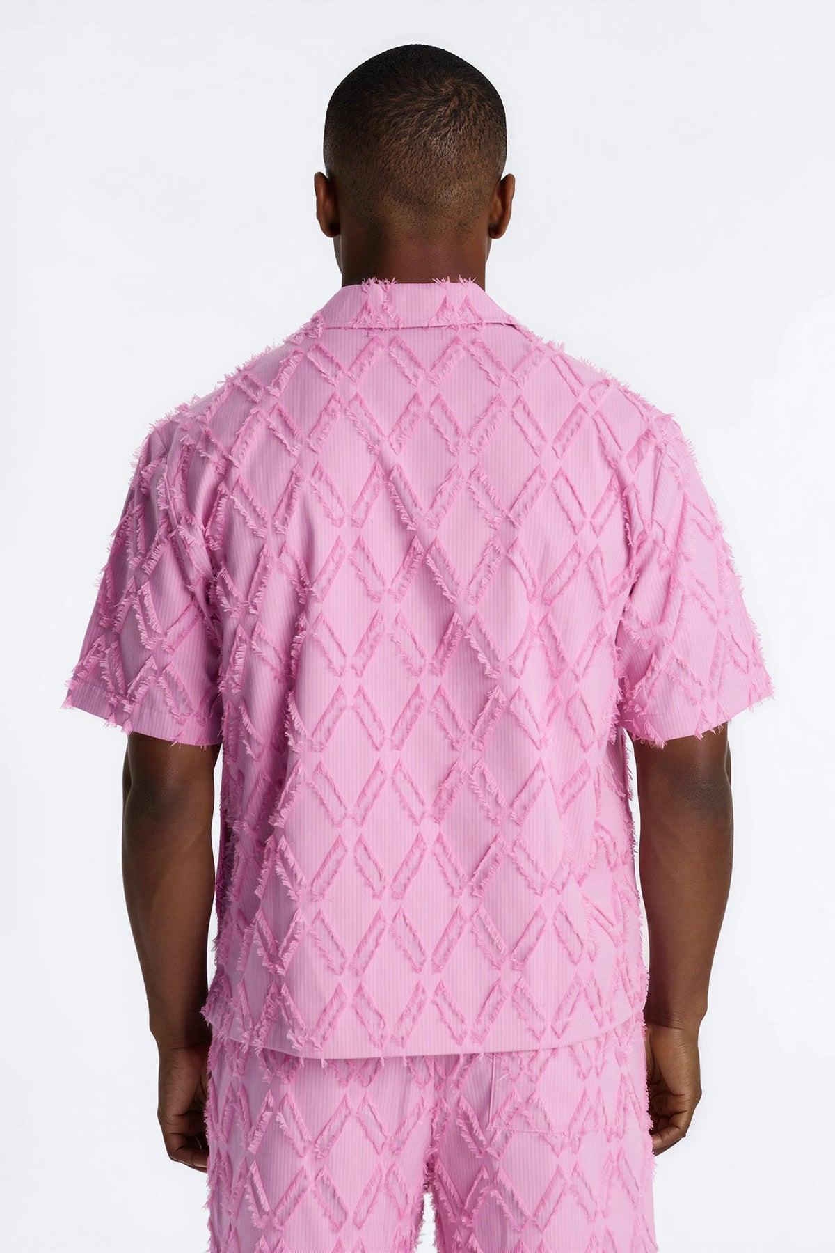 Relaxed Sahara Stripe Cuban Collar Button Up Shirt - Mauve