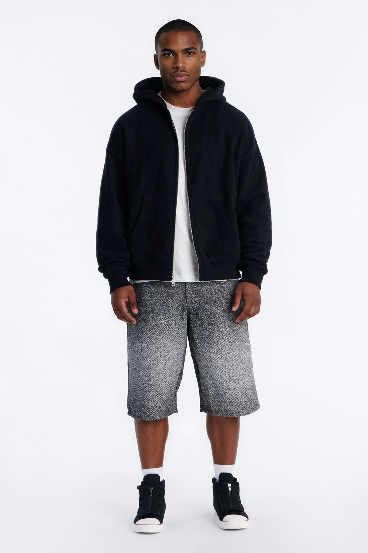 Baggy Tapestry Denim Short - Grey