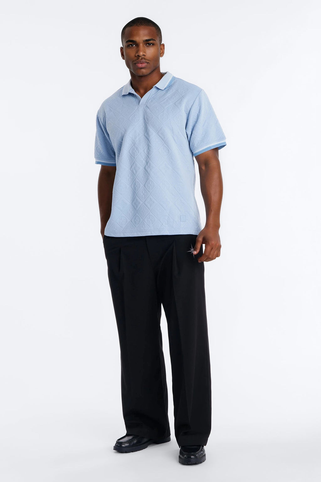 Saints Diamond Star Johnny Collar Polo - Light Blue