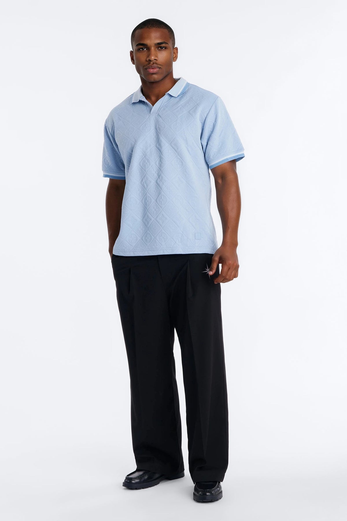 Saints Diamond Star Johnny Collar Polo - Light Blue