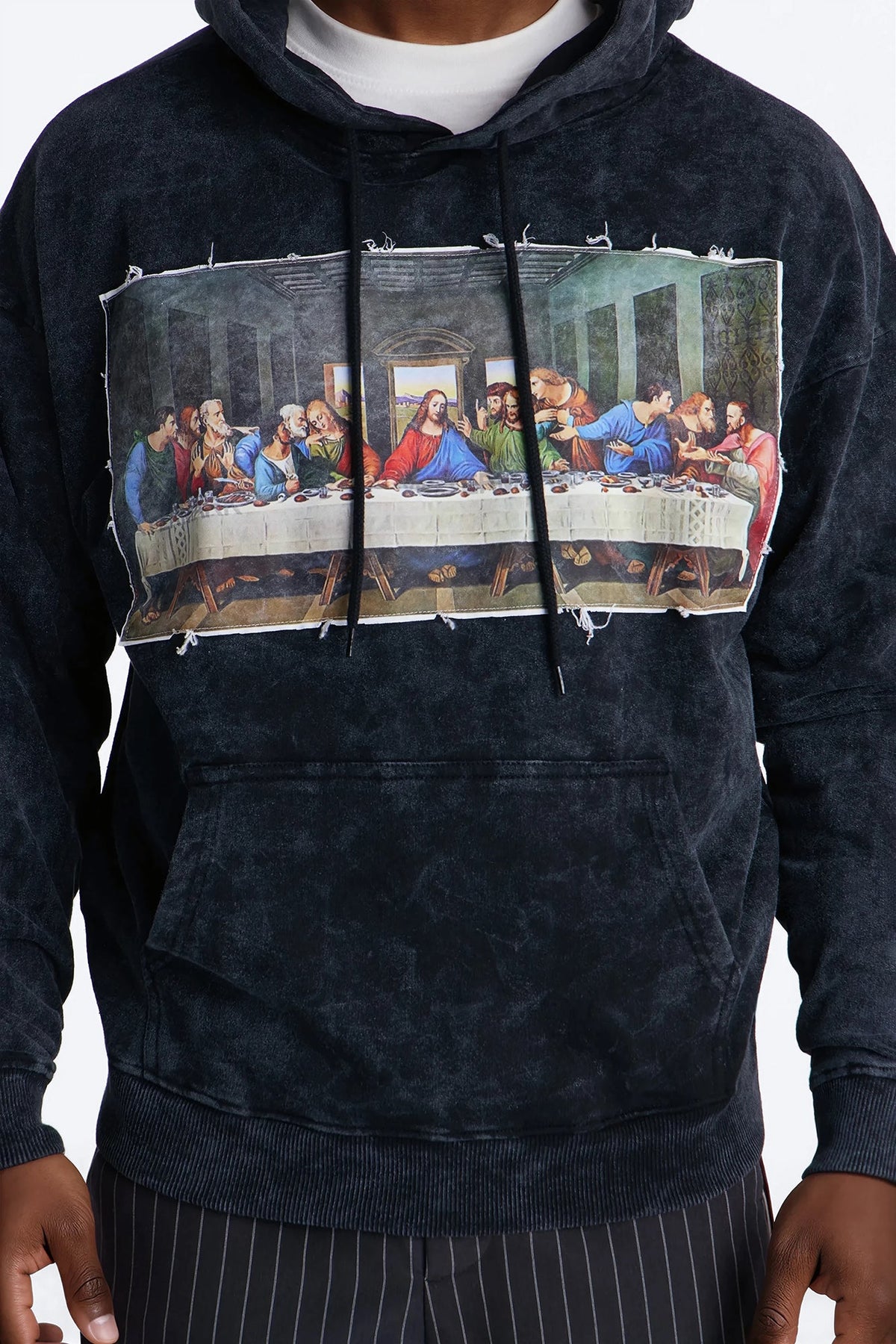 Last Supper Mineral Wash Hoodie - Black Wash
