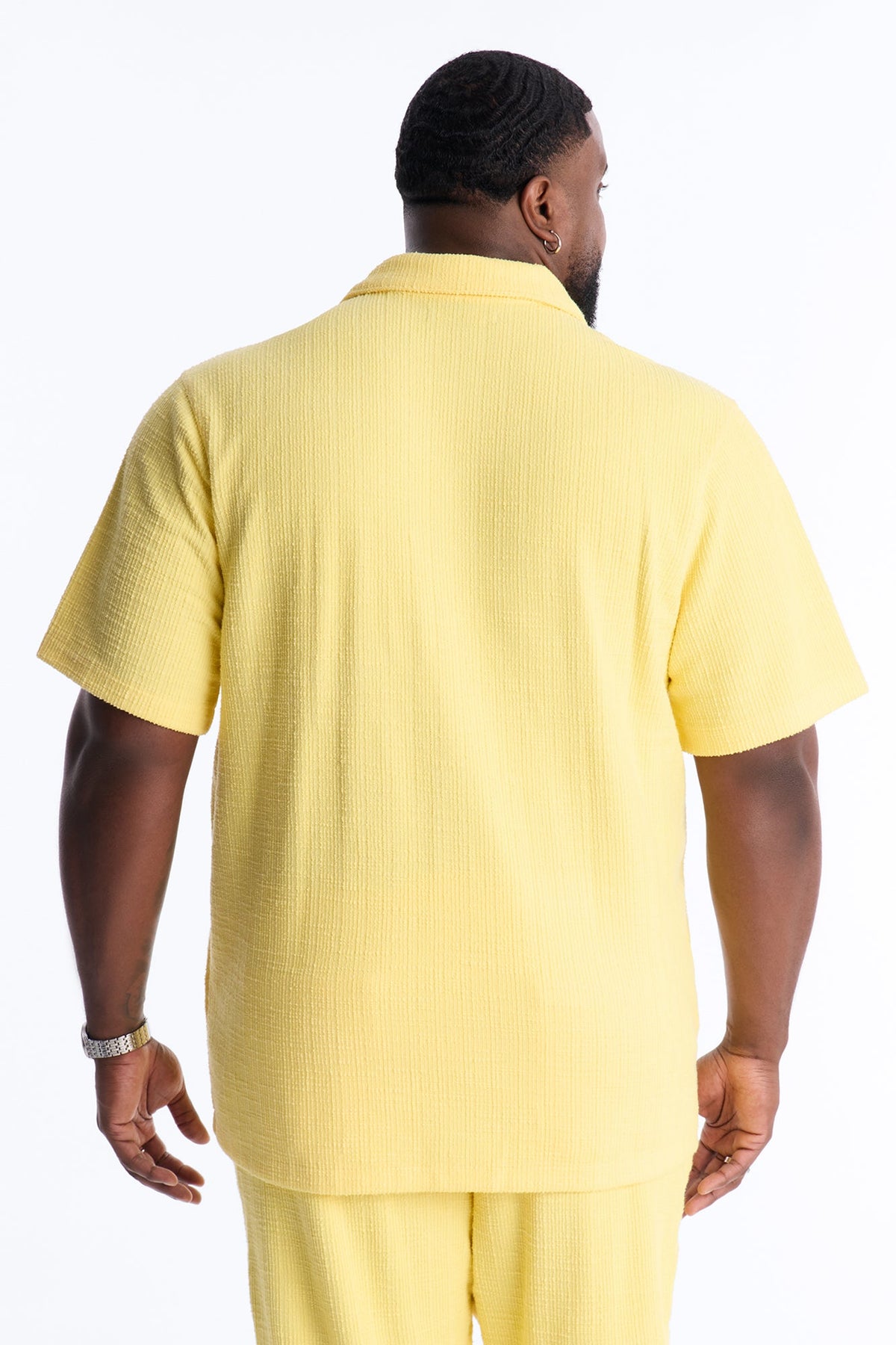 Dean Textured Short Sleeve Button Up Shirt - Butter Yellow
