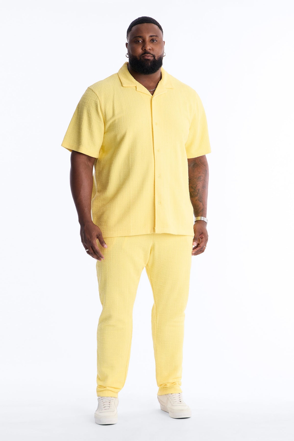 Dean Textured Slim Pants - Butter Yellow