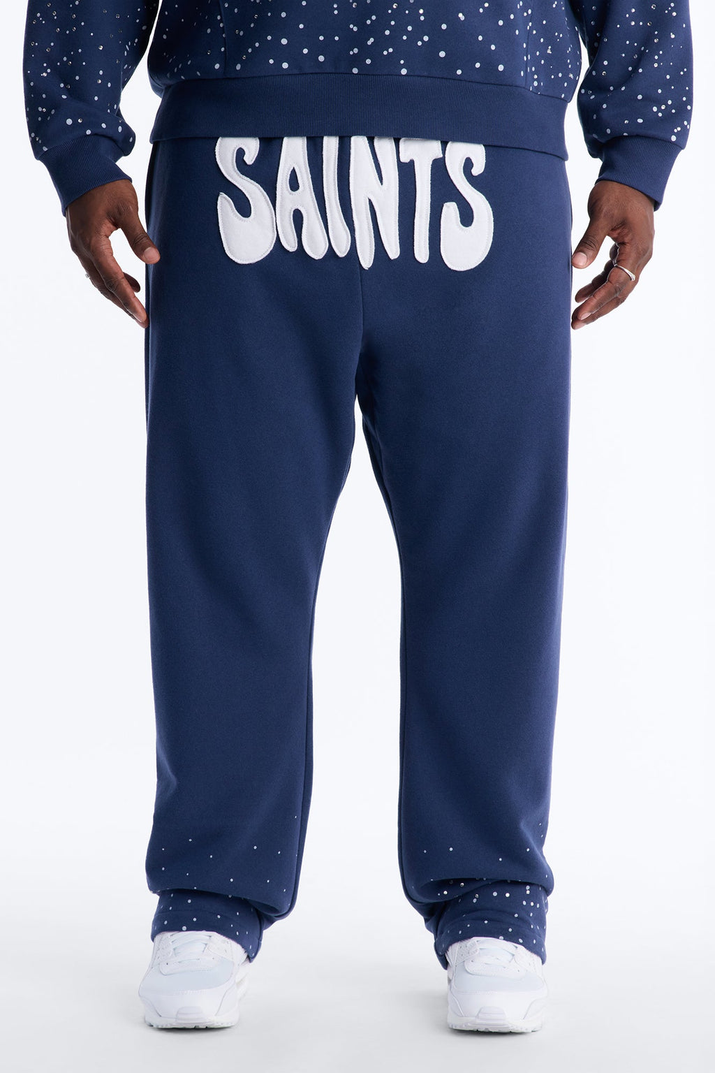 Saints Rhinestones Sweatpants - Navy