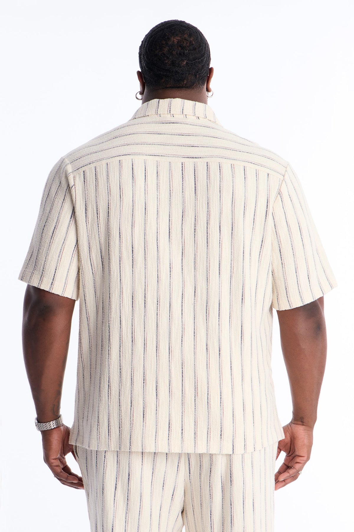 Caicos Textured Stripe Button Up Shirt - Cream