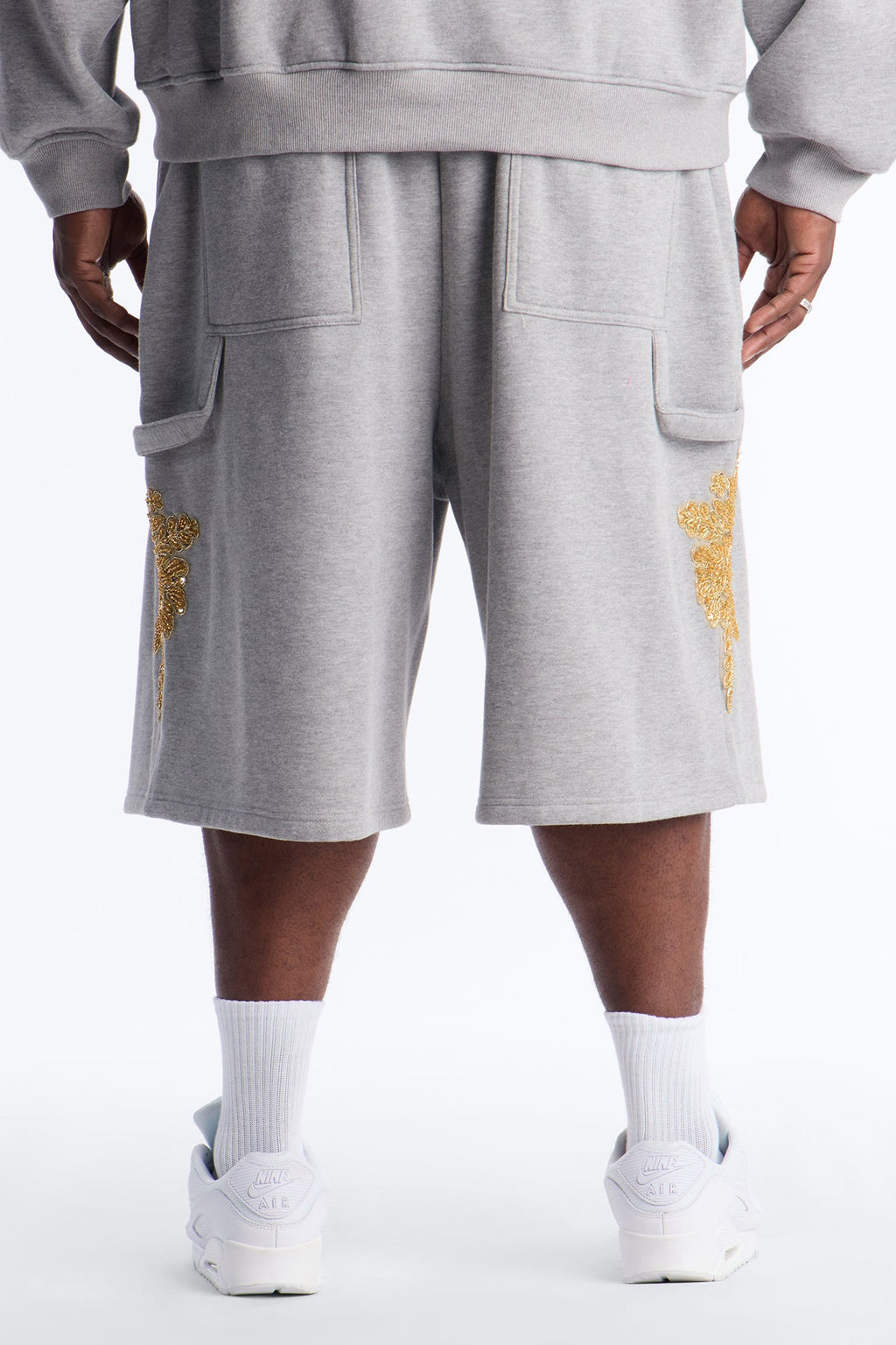 Baggy Rogue Sequin Applique Sweatshort - Grey