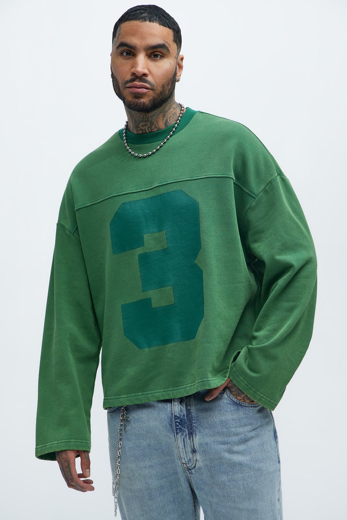 Kyle Long Sleeve Oversized Tee - Green