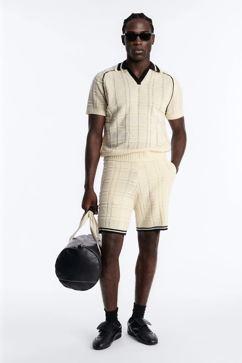 Relaxed Riviera Johnny Collar Knit Polo - Cream