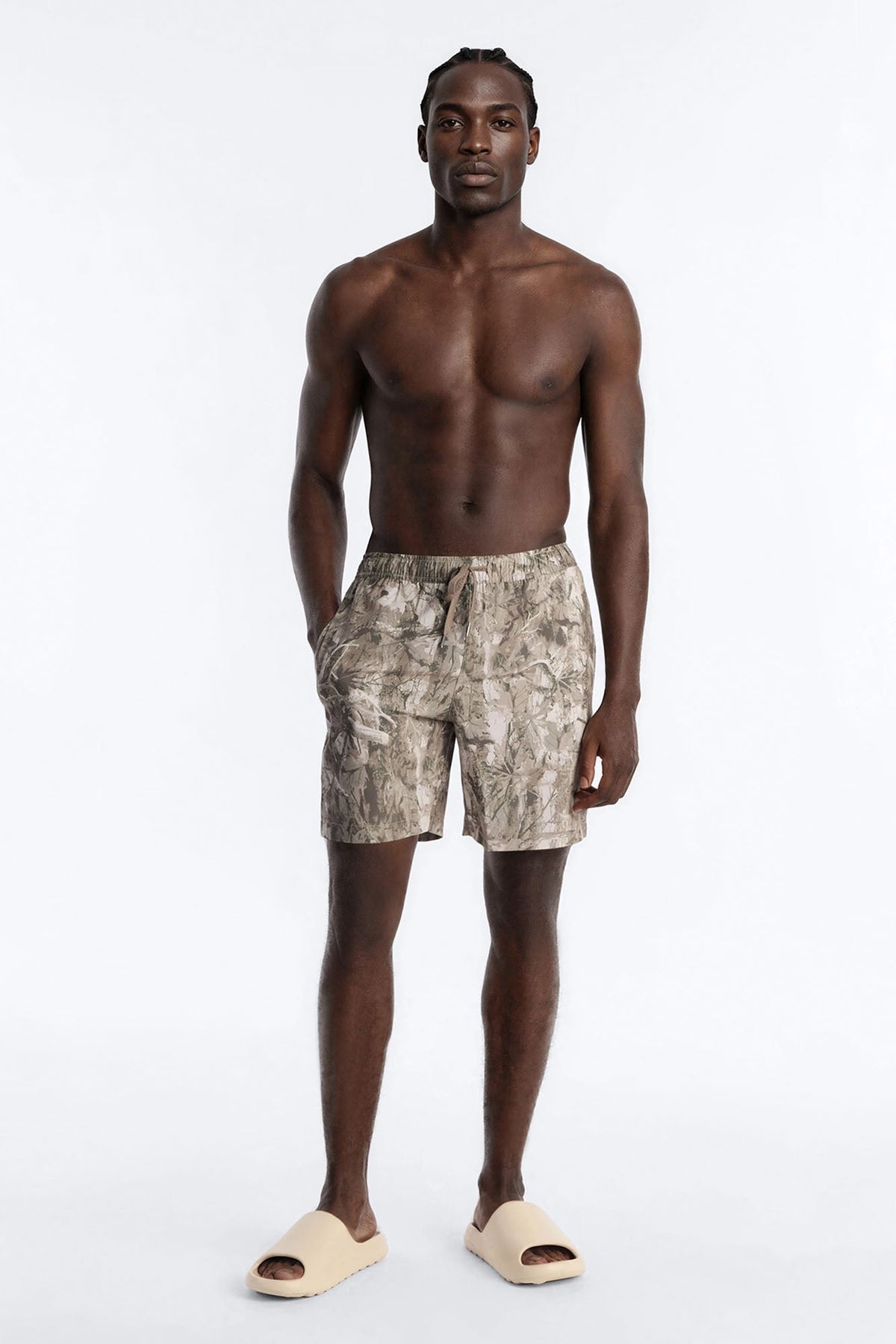 Washed Camo Printed Swim Trunk 7″ - Camouflage